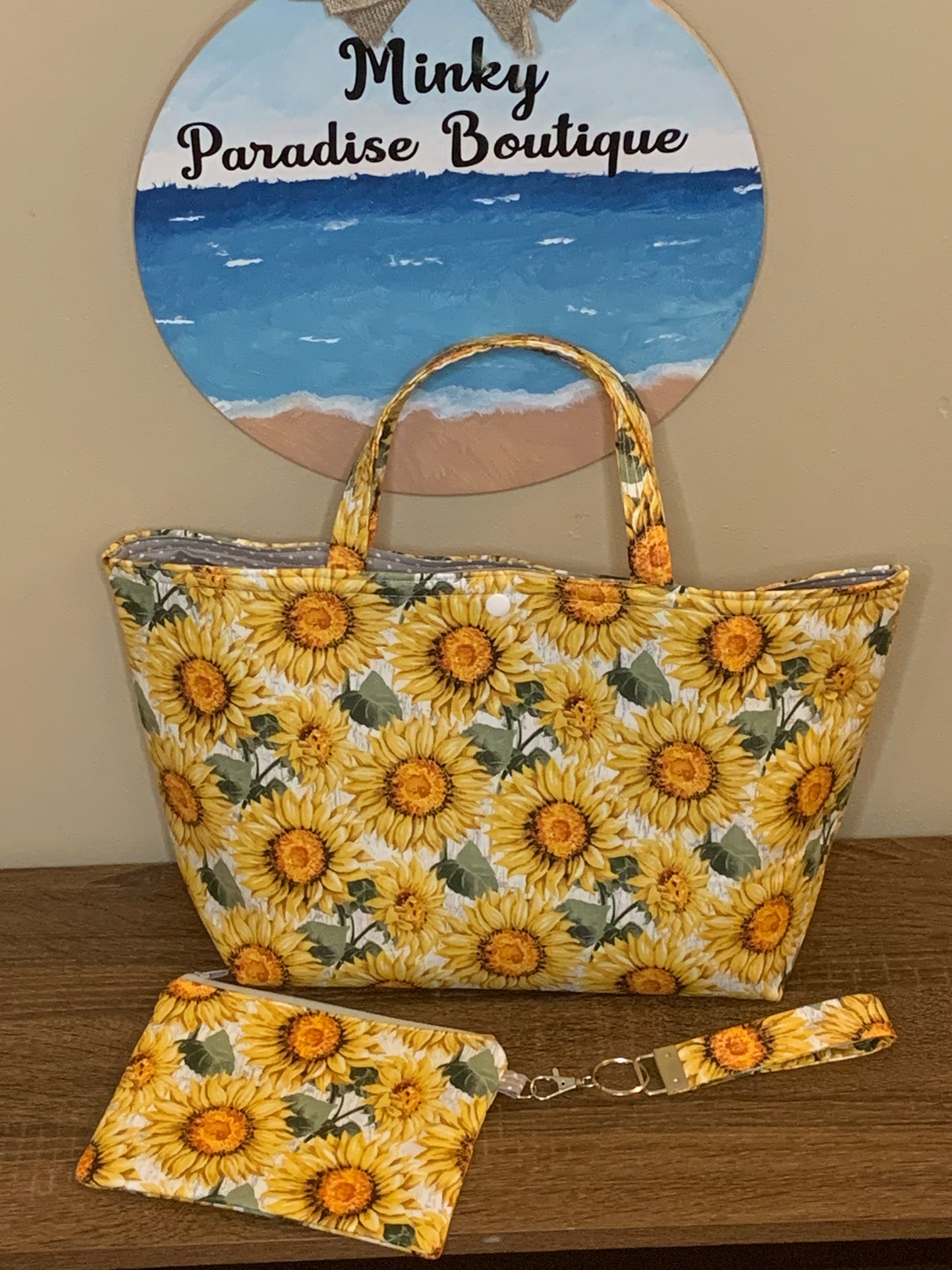 Sunflower bag and wristlet